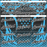 Custom Sky Blue Black-White 3D Pattern Design Star And Geometric Shapes Performance Polo Shirt