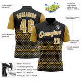 Custom Black Old Gold-White 3D Pattern Design Star Performance Polo Shirt