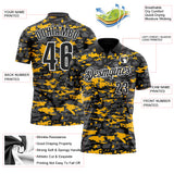 Custom Black Steel Gray Gold-White 3D Pattern Design Splash Performance Polo Shirt