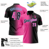 Custom Black Pink-Light Blue 3D Gradient Fashion Performance Polo Shirt