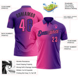 Custom Purple Pink-Black 3D Gradient Fashion Performance Polo Shirt