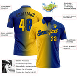 Custom Royal Yellow-Black 3D Gradient Fashion Performance Polo Shirt