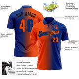 Custom Royal Orange-Black 3D Gradient Fashion Performance Polo Shirt