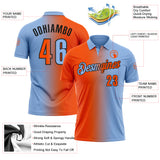 Custom Light Blue Orange-Black 3D Gradient Fashion Performance Polo Shirt
