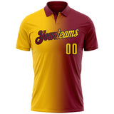 Custom Crimson Yellow-Black 3D Gradient Fashion Performance Polo Shirt