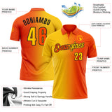 Custom Orange Yellow-Black 3D Gradient Fashion Performance Polo Shirt