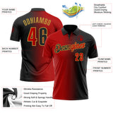 Custom Black Red-Old Gold 3D Gradient Fashion Performance Polo Shirt