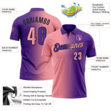 Custom Purple Medium Pink-Black 3D Gradient Fashion Performance Polo Shirt
