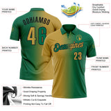 Custom Kelly Green Old Gold-Black 3D Gradient Fashion Performance Polo Shirt