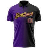 Custom Black Purple-Gold 3D Gradient Fashion Performance Polo Shirt