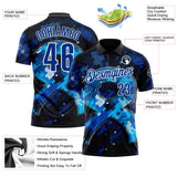 Custom Blue Royal-White 3D Pattern Design Dark Blue Ribbon Colorectal Cancer Awareness Colon Performance Polo Shirt