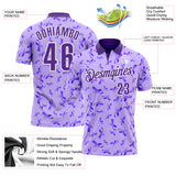 Custom Purple White 3D Pattern Design Purple Ribbon Gynecological Cancer Awareness Performance Polo Shirt