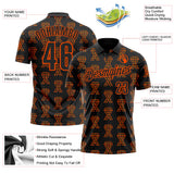 Custom Black Orange 3D Pattern Design Orange Ribbon Kidney Cancer Awareness Performance Polo Shirt
