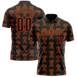 Custom Black Orange 3D Pattern Design Orange Ribbon Kidney Cancer Awareness Performance Polo Shirt