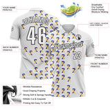 Custom White Black 3D Pattern Design Yellow Purple And Navy Ribbon Bladder Cancer Awareness Performance Polo Shirt