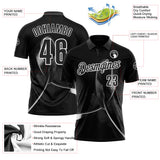 Custom Black White 3D Pattern Design Black Ribbon Skin Cancer Cancer Awareness Performance Polo Shirt