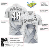 Custom White Black 3D Pattern Design Gray Ribbon Brain Cancer Cancer Awareness Performance Polo Shirt