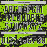 Custom Black Neon Green-White Paint Splash Stripe Performance Polo Shirt