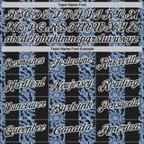 Custom Black Light Blue-White 3D Pattern Abstract Floral Stripe Tribal Performance Polo Shirt
