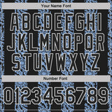 Custom Black Light Blue-White 3D Pattern Abstract Floral Stripe Tribal Performance Polo Shirt