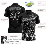 Custom Black-White Paint Stroke Grunge Streak Performance Polo Shirt