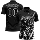 Custom Black-White Paint Stroke Grunge Streak Performance Polo Shirt