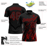 Custom Black-Red Paint Stroke Grunge Streak Performance Polo Shirt