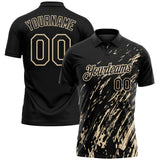 Custom Black-City Cream Paint Stroke Grunge Streak Performance Polo Shirt