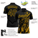 Custom Black-Gold Paint Stroke Grunge Streak Performance Polo Shirt