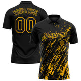 Custom Black-Gold Paint Stroke Grunge Streak Performance Polo Shirt