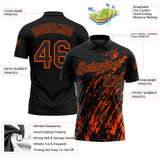 Custom Black-Orange Paint Stroke Grunge Streak Performance Polo Shirt