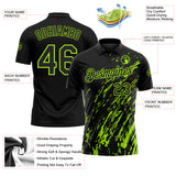 Custom Black-Neon Green Paint Stroke Grunge Streak Performance Polo Shirt