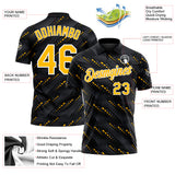 Custom Black Gold-White 3D Pattern Slant Lines Cyber Mecha Tech Performance Polo Shirt