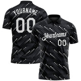 Custom Black-White 3D Pattern Slant Lines Cyber Mecha Tech Performance Polo Shirt