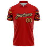 Custom Red Old Gold-Navy Digital Camo Two Tone Performance Polo Shirt