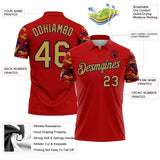 Custom Red Old Gold-Navy Digital Camo Two Tone Performance Polo Shirt