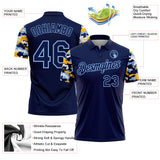 Custom Navy Light Blue Gold-White Digital Camo Two Tone Performance Polo Shirt
