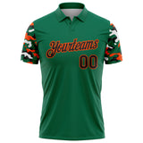 Custom Kelly Green Black Orange-White Digital Camo Two Tone Performance Polo Shirt