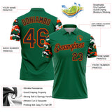 Custom Kelly Green Black Orange-White Digital Camo Two Tone Performance Polo Shirt
