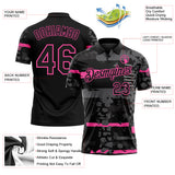 Custom Black-Pink Abstract Geometric Grunge Fragment Performance Polo Shirt