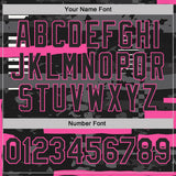 Custom Black-Pink Abstract Geometric Grunge Fragment Performance Polo Shirt