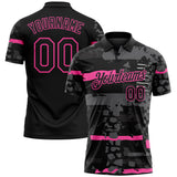 Custom Black-Pink Abstract Geometric Grunge Fragment Performance Polo Shirt