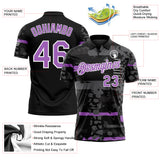 Custom Black Medium Purple-White Abstract Geometric Grunge Fragment Performance Polo Shirt