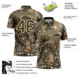 Custom Camo Olive-Cream Woodland Forest Camouflage Salute To Service Performance Polo Shirt