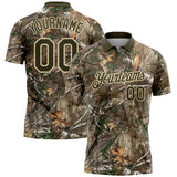 Custom Camo Olive-Cream Woodland Forest Camouflage Salute To Service Performance Polo Shirt