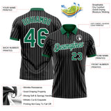 Custom Black White Pinstripe-Kelly Green Performance Polo Shirt