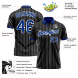 Custom Black White Pinstripe-Royal Performance Polo Shirt