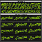 Custom Black White Pinstripe-Neon Green Performance Polo Shirt