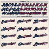 Custom Cream Navy Pinstripe Vintage USA Flag-Crimson Performance Polo Shirt