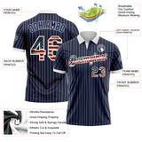 Custom Navy White Pinstripe-Vintage USA Flag Performance Polo Shirt